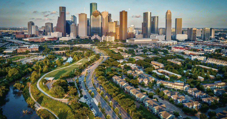 Houston, Texas Skyline At Sunset
